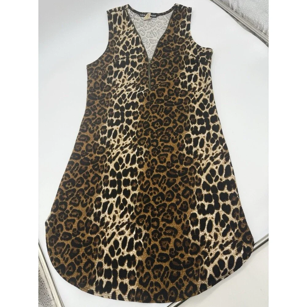 Woman’s Dress S Cheetah Print Brown Dip Hem Love ❤️ Chesley Read Description - Picture 1 of 9